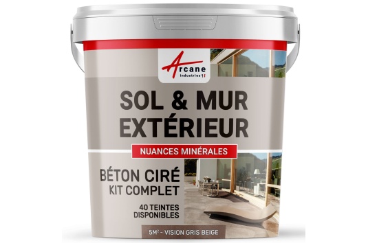 KIT BETON CIRE EXTERIEUR - Béton ciré extérieur pour sol, mur, terrasse, balcon, escalier