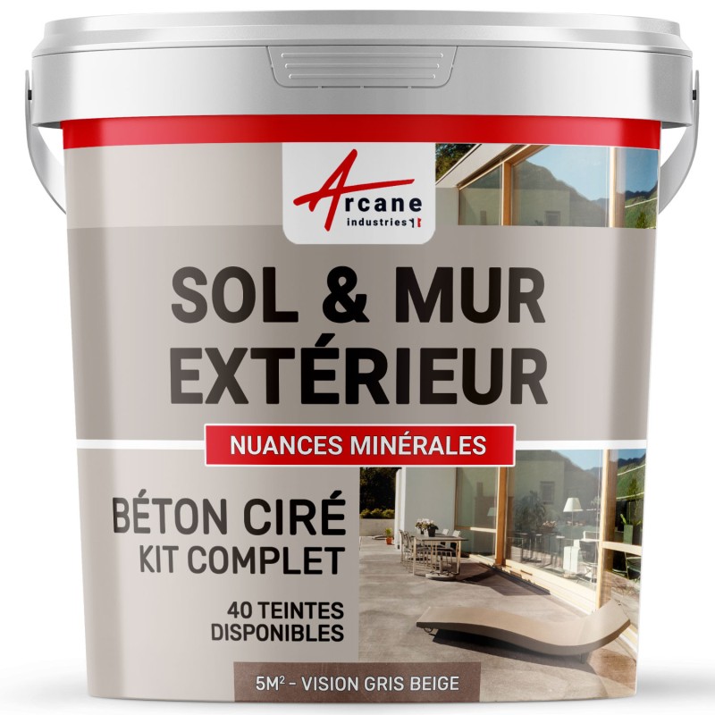 KIT BETON CIRE EXTERIEUR - Béton ciré extérieur pour sol, mur, terrasse, balcon, escalier