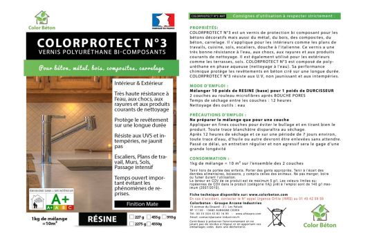  cliquez sur les images pour les agrandirPartagez sur facebook VERNIS DE PROTECTION DU BÉTON CIRÉ OPTIMUM - COLORPROTECT N°3