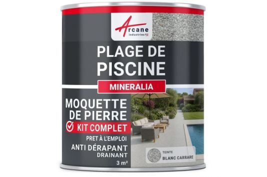 Kit Moquette de Pierre Piscine Drainante - Revêtement Antidérapant pour plage de piscine : MINERALIA