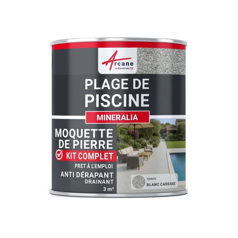 Kit Moquette de Pierre Piscine Drainante - Revêtement Antidérapant pour plage de piscine : MINERALIA