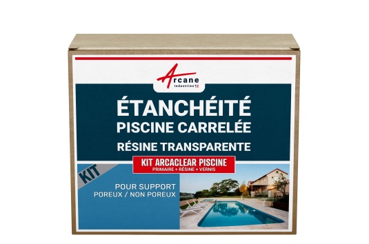 Kit d'étanchéité pour piscine carrelée : Primaire, résine d'étanchéité polyuréthane, finition : KIT ARCACLEAR PISCINE
